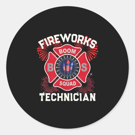 Grappige vuurwerktechnicus boom squad veiligheid ronde sticker (Voorkant)