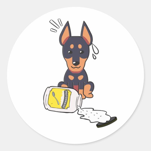 Grappige waakhond gemorste mayonaise ronde sticker (Voorkant)