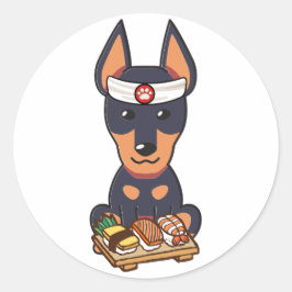 Grappige waakhond is een sushi chef ronde sticker