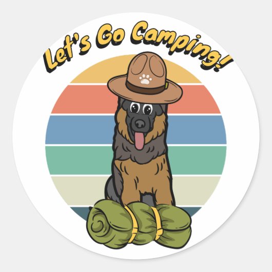 Grappige waakhond wil gaan kamperen ronde sticker (Voorkant)