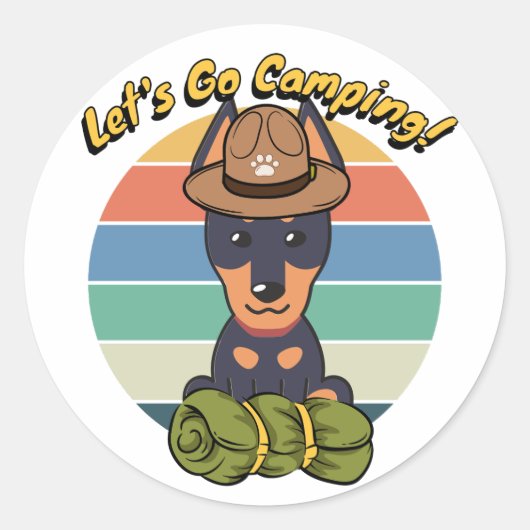 Grappige waakhond wil gaan kamperen ronde sticker (Voorkant)