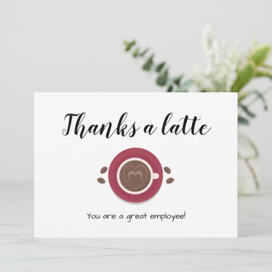 grappige waardering van latte hartwerknemers bedankkaart (Staand voorkant)