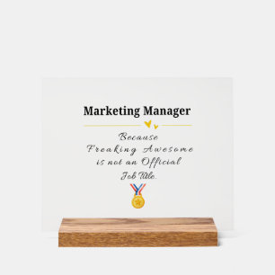 Grappige waardering voor marketingmanager acryl bord