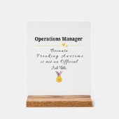 Grappige waardering voor Operations Manager Acryl Bord (Voorkant)