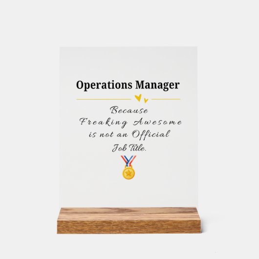 Grappige waardering voor Operations Manager Acryl Bord (Voorkant)