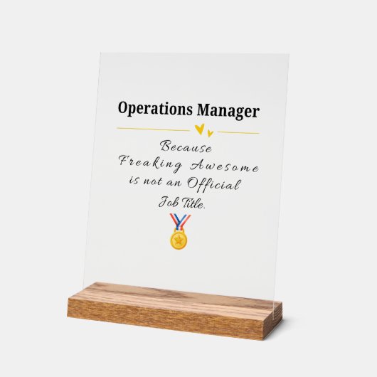 Grappige waardering voor Operations Manager Acryl Bord (Hoek)
