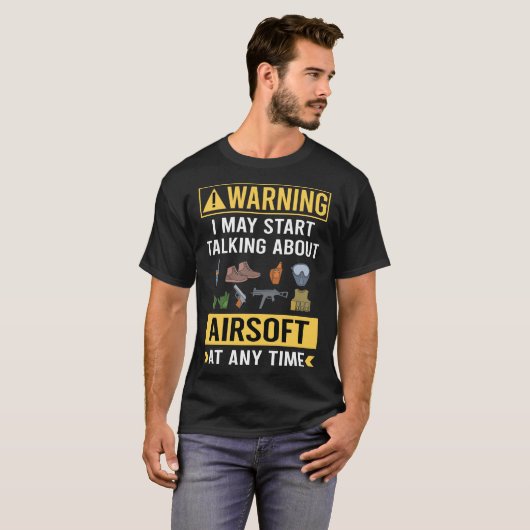 Grappige waarschuwing Airsoft T-shirt (Voorkant volledig)
