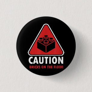 Grappige Waarschuwing Bouwblokken Stenen Op Vl Ronde Button 3,2 Cm