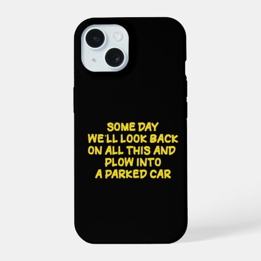 Grappige Waarschuwing Tijdens Nostalgisch Rijden Q iPhone 15 Case (Achterkant)