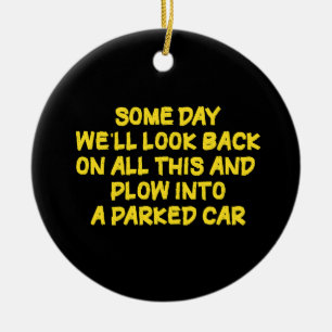 Grappige Waarschuwing Tijdens Nostalgisch Rijden Q Keramisch Ornament