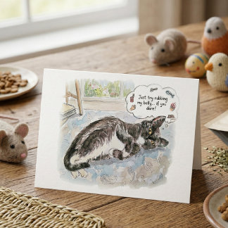 Grappige Waarschuwing voor Buikwrijven bij Katten  Bedankkaart
