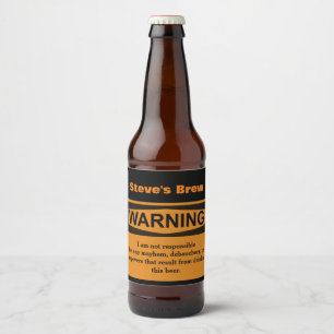 Grappige waarschuwing zelfgemaakte bierlabels bier etiket