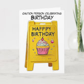 Grappige Waarschuwings Verjaardagskaart – Geel Bor Kaart (Voorkant)