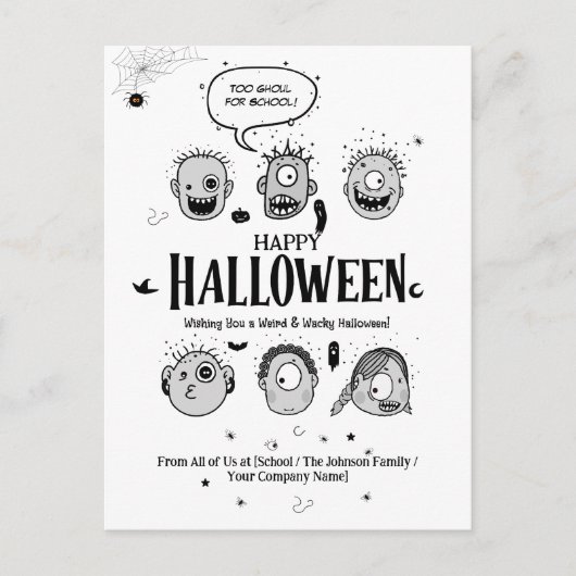 Grappige Wacky Monster Kids Halloween Postkaart On (Voorkant)