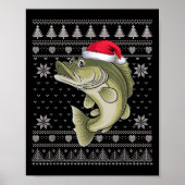 Grappige Walleye Vis Lelijke Kersttrui Santa Xm Poster (Voorkant)