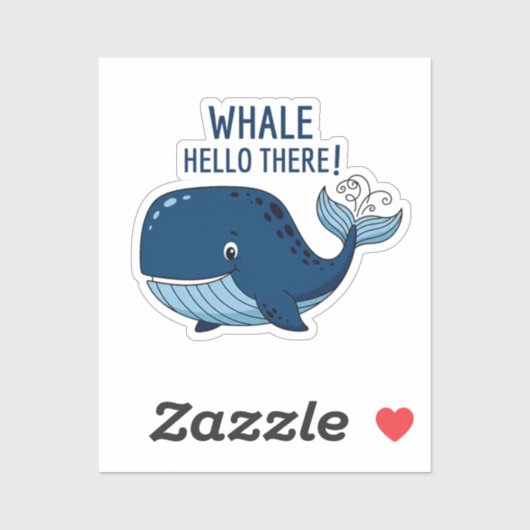 Grappige Walvis Hallo Daar Stomme Spreuk Schattig Sticker (Vel)
