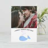 grappige walvis houdt van je valentijn/verjaardags feestdagenkaart (Staand voorkant)