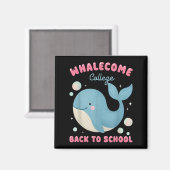 Grappige walvis komt terug naar school College Oce Magneet (Voorkant / Achterkant)