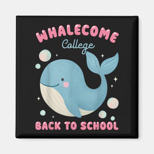 Grappige walvis komt terug naar school College Oce Magneet (Voorkant)