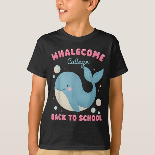 Grappige walvis komt terug naar school College Oce T-shirt (Voorkant)