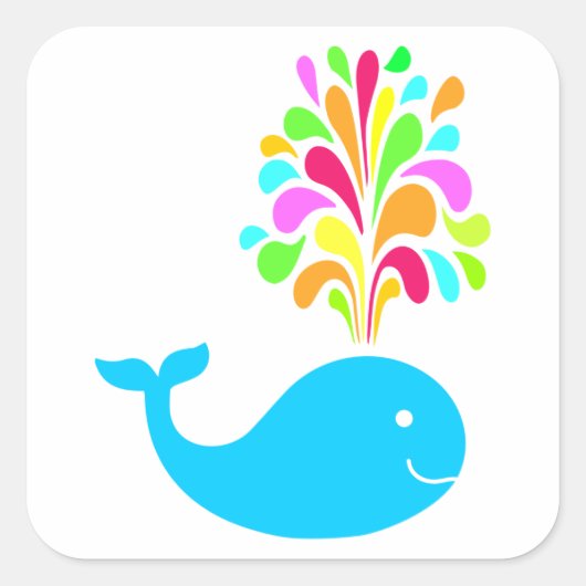 Grappige walvis vierkante sticker (Voorkant)