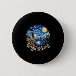 Grappige wandelaar gogh wandelen sterren nacht kun ronde button 5,7 cm