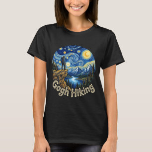 Grappige wandelaar gogh wandelen sterren nacht kun t-shirt