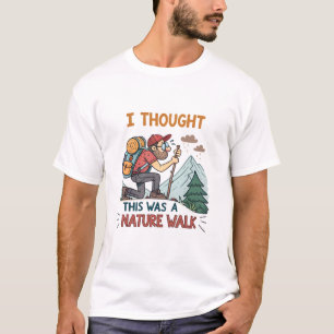 Grappige wandelaar Uitgeput Cartoon Wandelen Mount T-shirt