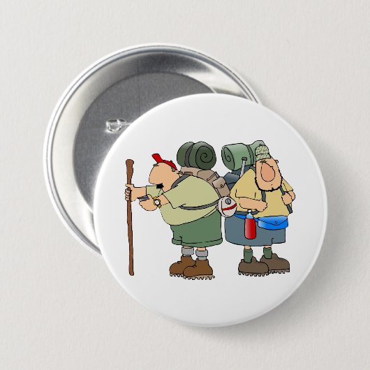 Grappige wandelaars Outdoor Adventure Camping Humo Ronde Button 7,6 Cm (Voorkant /achterkant)