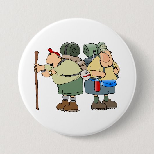 Grappige wandelaars Outdoor Adventure Camping Humo Ronde Button 7,6 Cm (Voorkant)