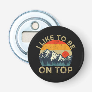 Grappige Wandelingen Vintage Berg Zonsondergang Bu Button Flesopener