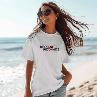 Grappige wandelshirt Disconnect to Reconnect zwart T-shirt