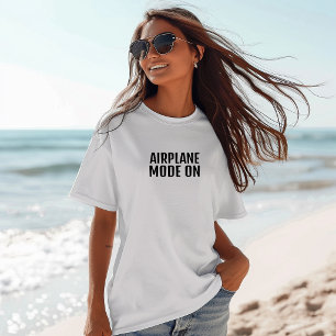Grappige wandelshirt vliegtuigstand aan zwart t-shirt