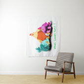 Grappige wandtapijt met kippen wachten op ei om ui wandkleed (In situ)