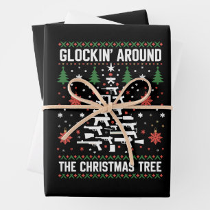 Grappige wapens lelijke kersttruien voor wapenlief inpakpapier vel