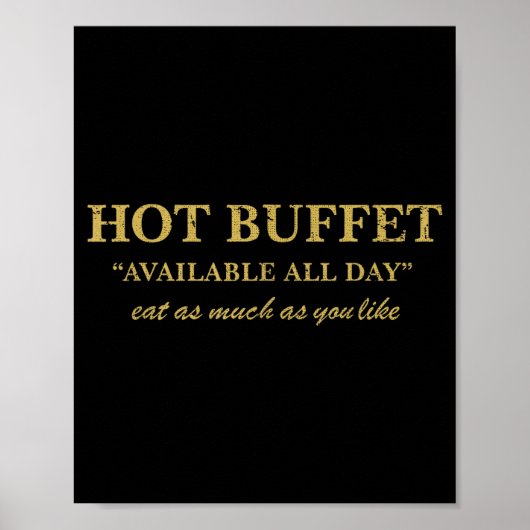 Grappige warme buffet beschikbaar de hele dag eet  poster (Voorkant)