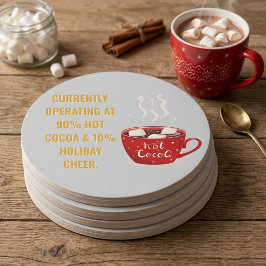 Grappige Warme Cacao & Kerstvreugde Festieve Kerst Ronde Kartonnen Onderzetter