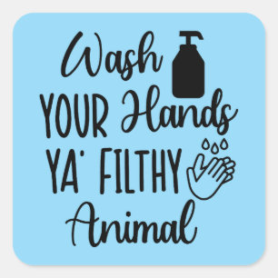 Grappige Was Je Handen Badkamer Quote Vierkante Sticker