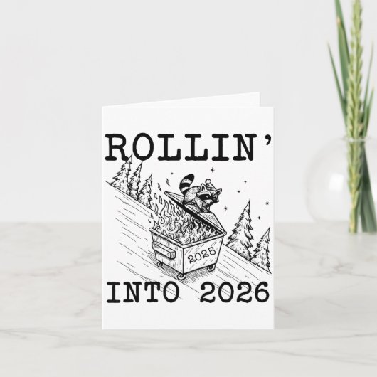 Grappige Wasbeer 2026 Snarky Nieuwjaar, Rol 2025 I Kaart (Voorkant)