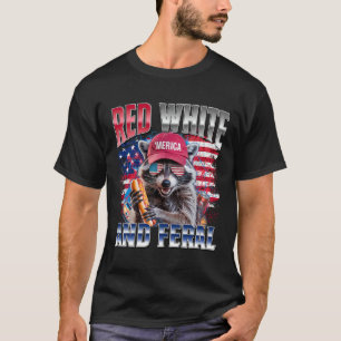 Grappige Wasbeer 4 juli Amerikaans Patriottisch Ro T-shirt