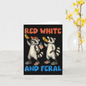 Grappige wasbeer 4 juli Amerikaanse vlag patriotti Kaart (Gele Bloem)