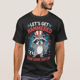 Grappige Wasbeer 4 juli Patriottisch Ontwerp T-shirt