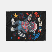 Grappige wasbeer 4 juli Patriottisch Schattige Roo Fleece Deken (Voorkant (Horizontaal))