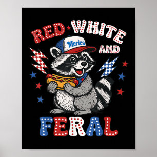 Grappige wasbeer 4 juli Patriottisch Schattige Roo Poster