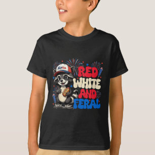 Grappige wasbeer 4 juli Patriottisch Schattige Roo T-shirt