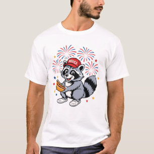 Grappige wasbeer 4 juli Patriottisch Schattige Roo T-shirt