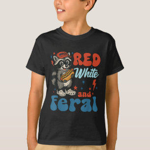 Grappige wasbeer 4 juli Patriottisch Schattige Roo T-shirt