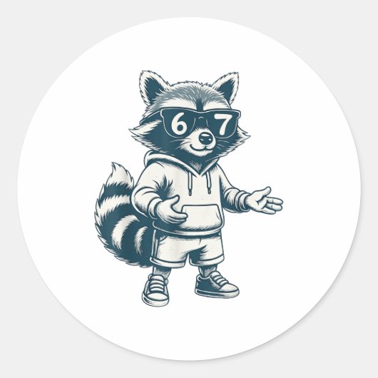 Grappige Wasbeer 67 Meme Zes Zeven Ronde Sticker (Voorkant)