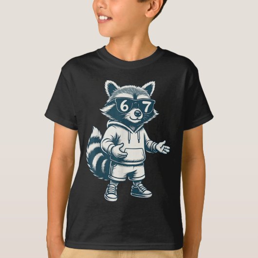 Grappige Wasbeer 67 Meme Zes Zeven T-shirt (Voorkant)