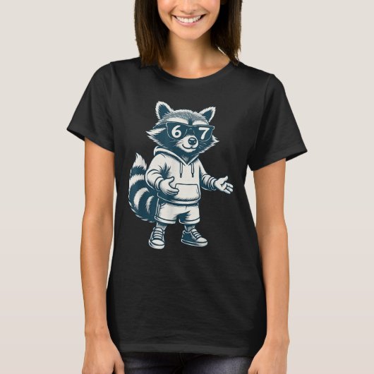 Grappige Wasbeer 67 Meme Zes Zeven T-shirt (Voorkant)